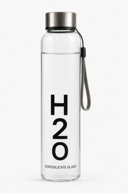 H2O Printed Borosilicate Glass Bottle